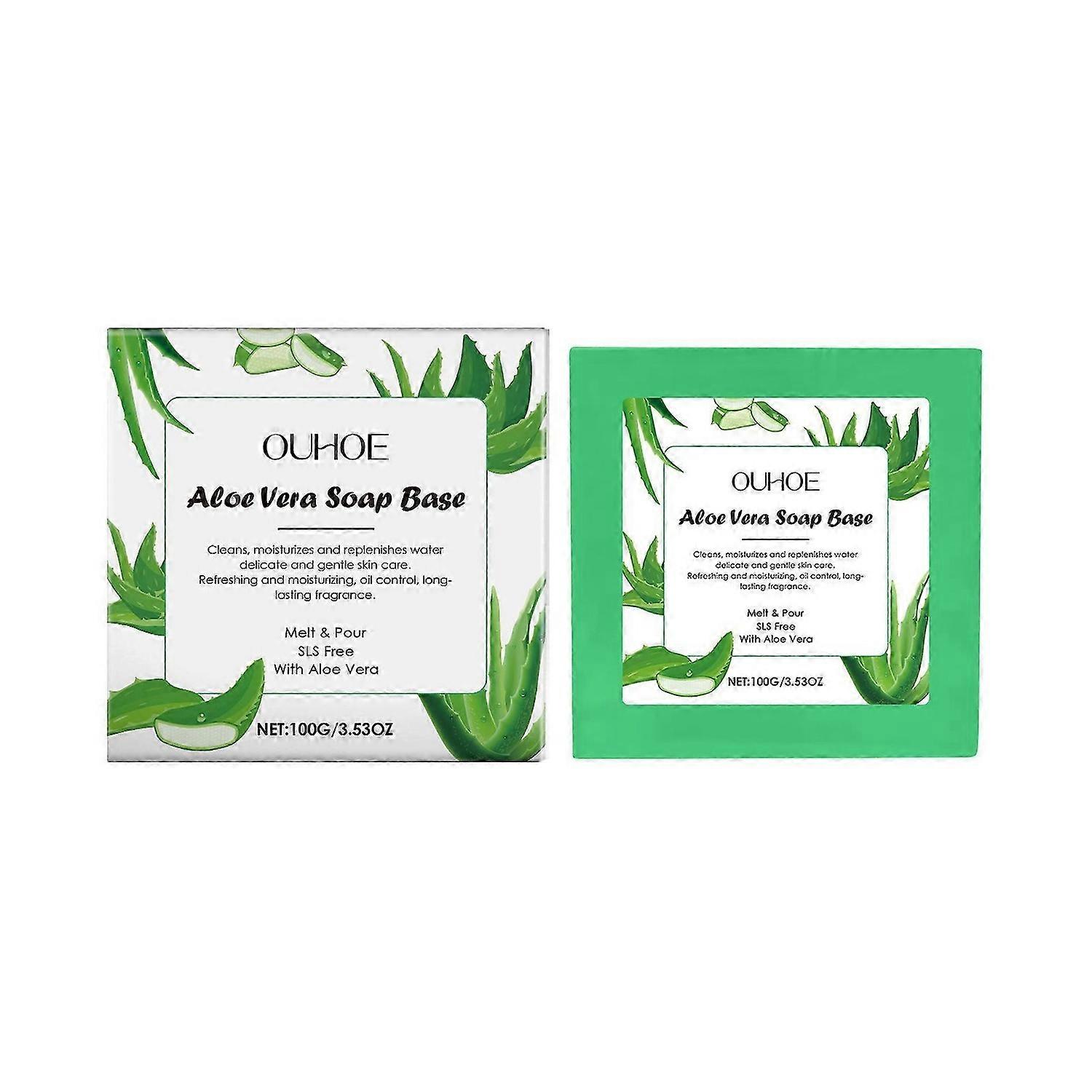 Aloe Vera Soap Bar, 100g Aloe Vera Soap Base - Gentle Cleans, Moisturizes & Replenishes Water - Refreshing, Oil Control & Long-Lasting Fragrance