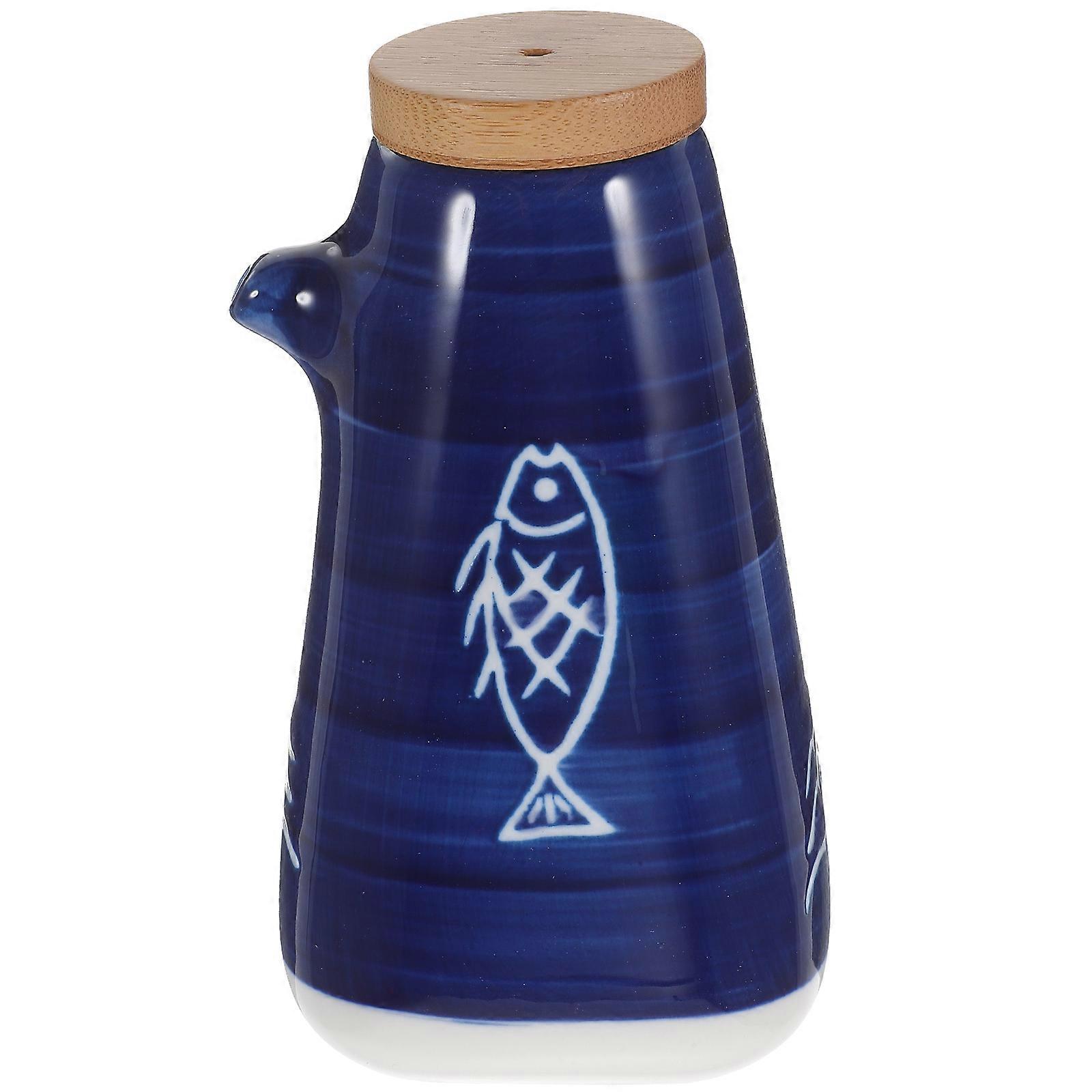 Condiment Bottles Ceramic Flavor Bottle For Restaurant And Cafe Blue 13.5X7.5X7.5CM 1Pack