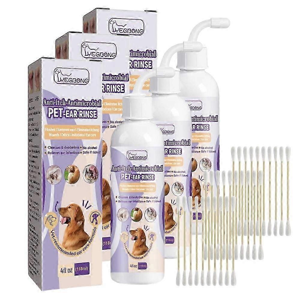 Dog Ear Cleaner, Ear Infection Treatment For Dogs Cats, Eliminates Ear Odour Removes Wax Dirt, Soothing Itchy Inflamed Ears 118ml