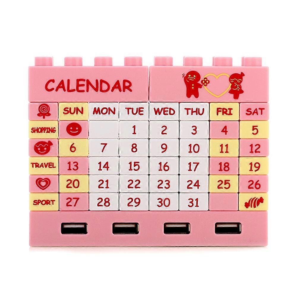 DIY Building Blocks Calendar USB Hub 2.0 w/ 4 Port Pink/Green/Blue