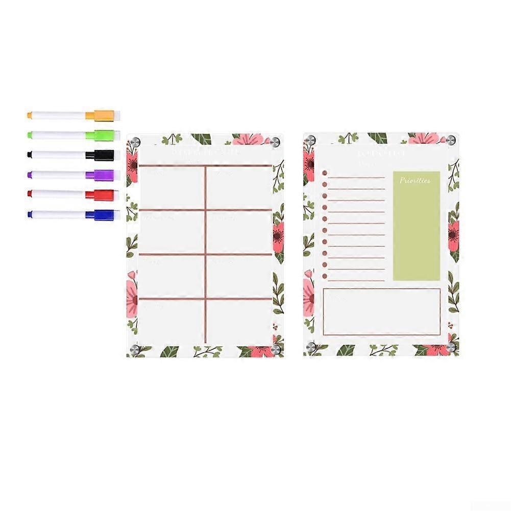 Magnetic Refrigerator Calendar Set for Monthly Planning, 2 Pieces, Dry Erasable, with Colorful Markers (TYU058)