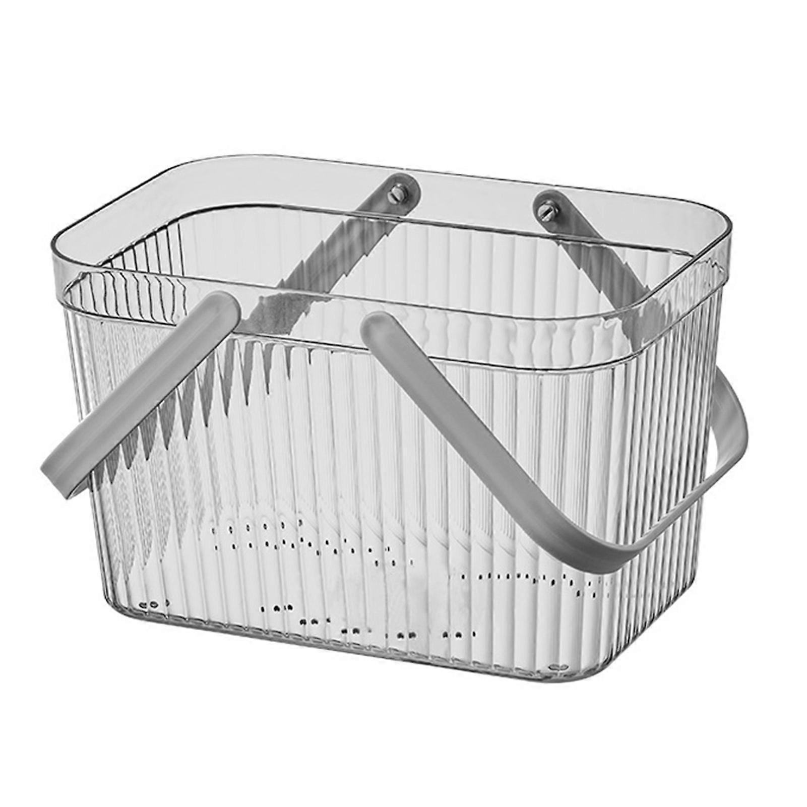 Bath Basket Stylish Clear Stripe Large Capacity Shower Storage Organizer with Handle for Bathroom