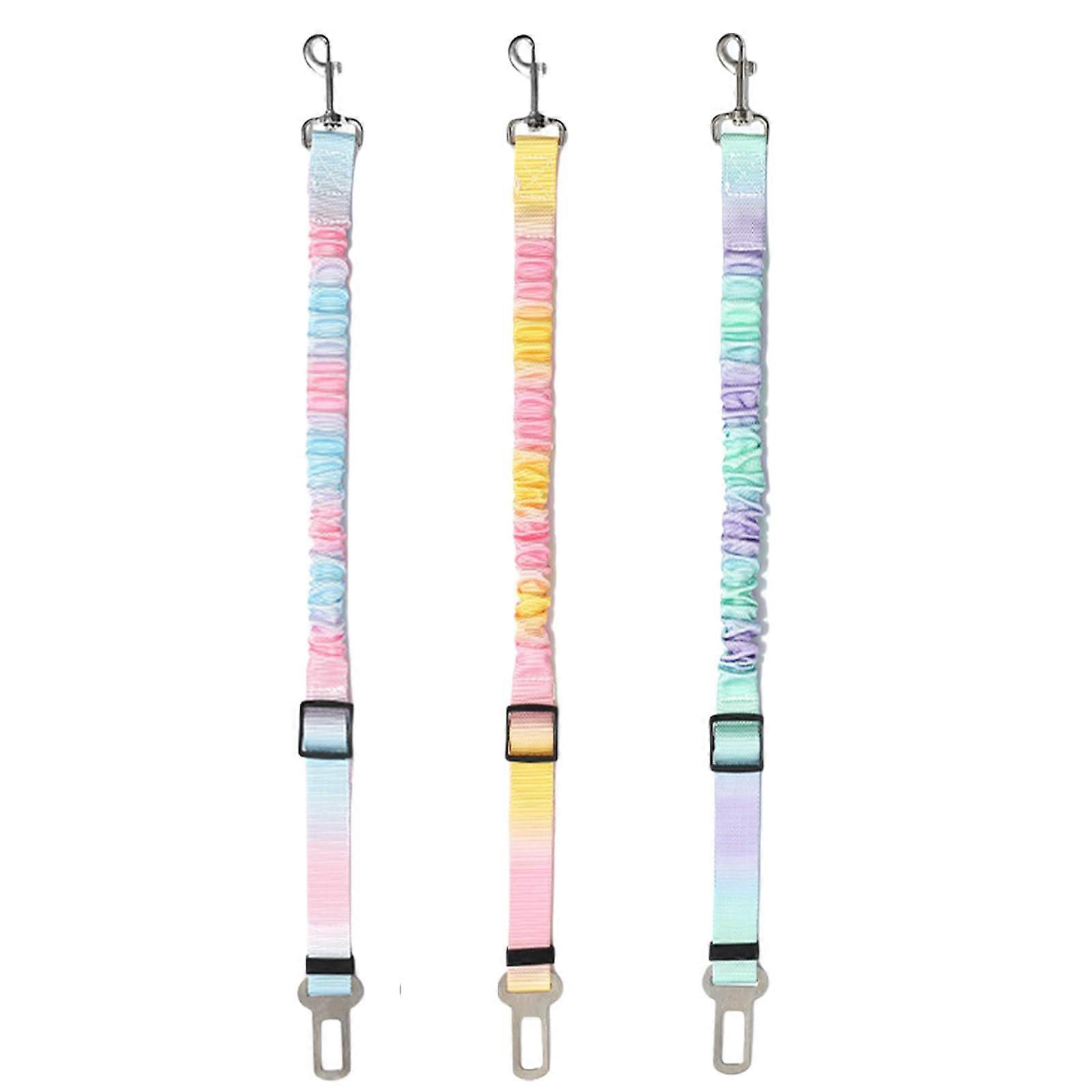 3 x adjustable dog seat belts, elastic, with buffer for safe pet travel