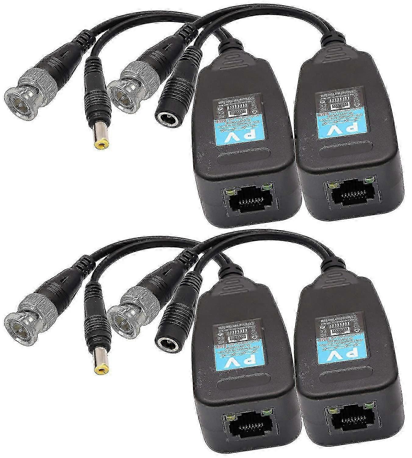 K Rj45 To Bnc Video Balun Transmitter Receiver Hd-cvi/tvi/ahd/cvbs With Power Connector For 1080p 3mp 4mp 5mp 8mp Cctv System Surveillance Camera Dvr