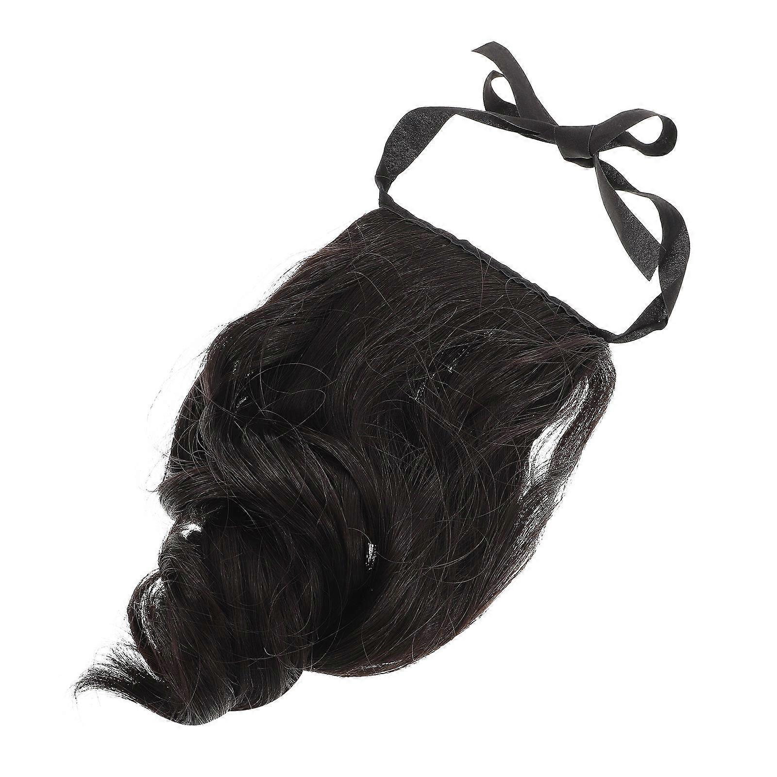 Curly Brown Ponytail Extension with Drawstring Tie – Natural Human Hair High Ponytail Wig for Women, Wavy Hairpiece Fit for Casual & Formal Looks