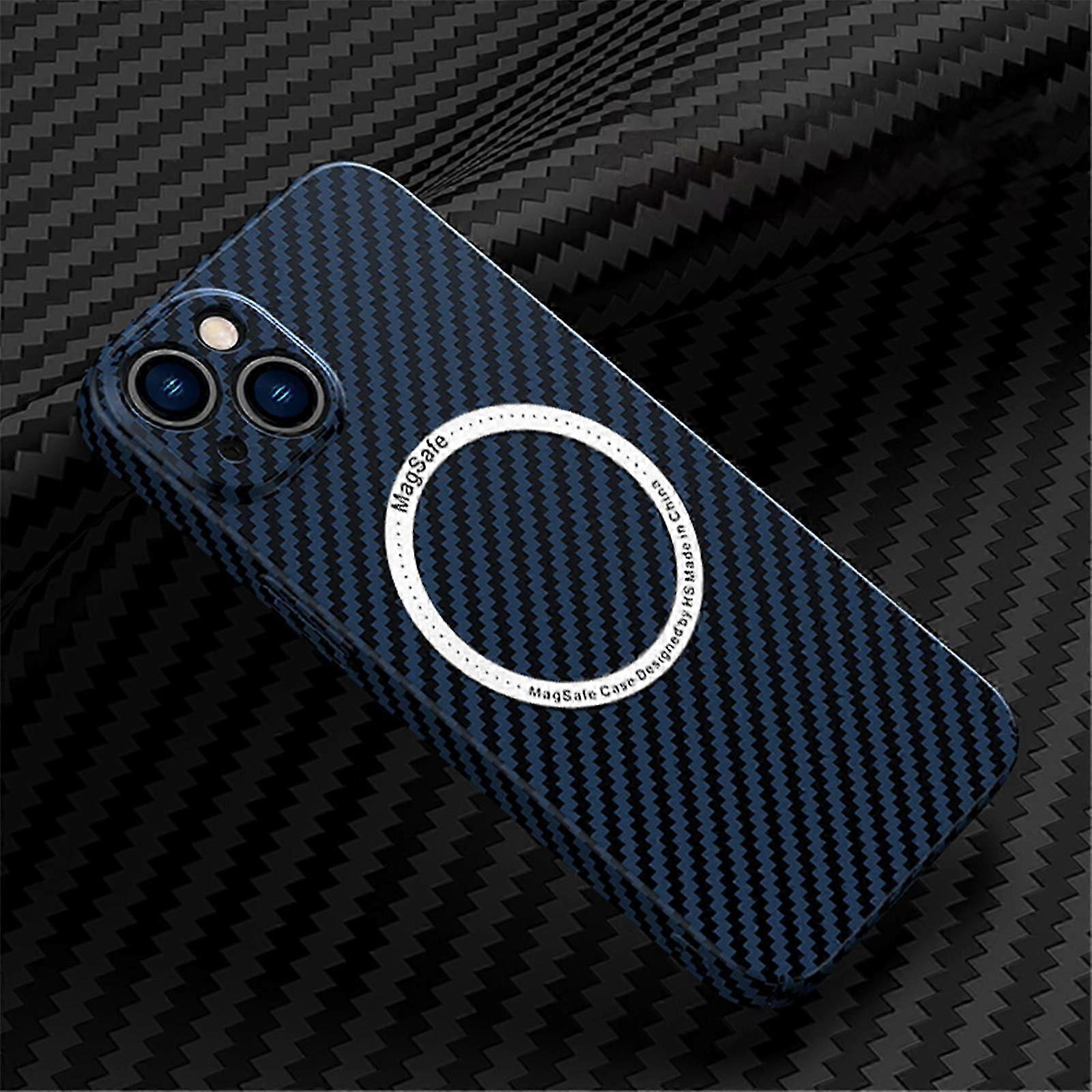 Carbon Fiber Protector Case for iPhone 15, Support Wireless Charging Protective Case with Magnetic for iPhone 15, Military Grade Shockproof Protection