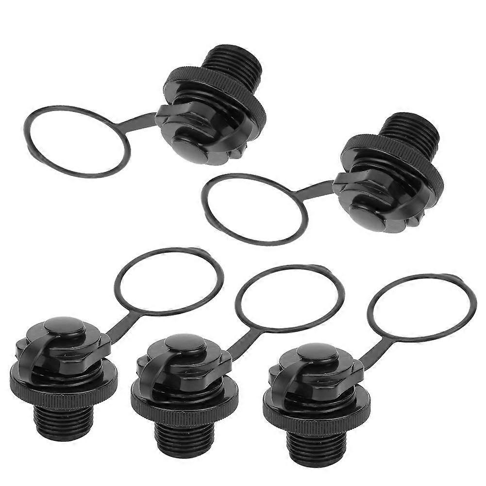 Inflatable Boat Air Valve PVC Set with 5 Replacement Valve Caps Plugs for Kayak Raft Canoe Black