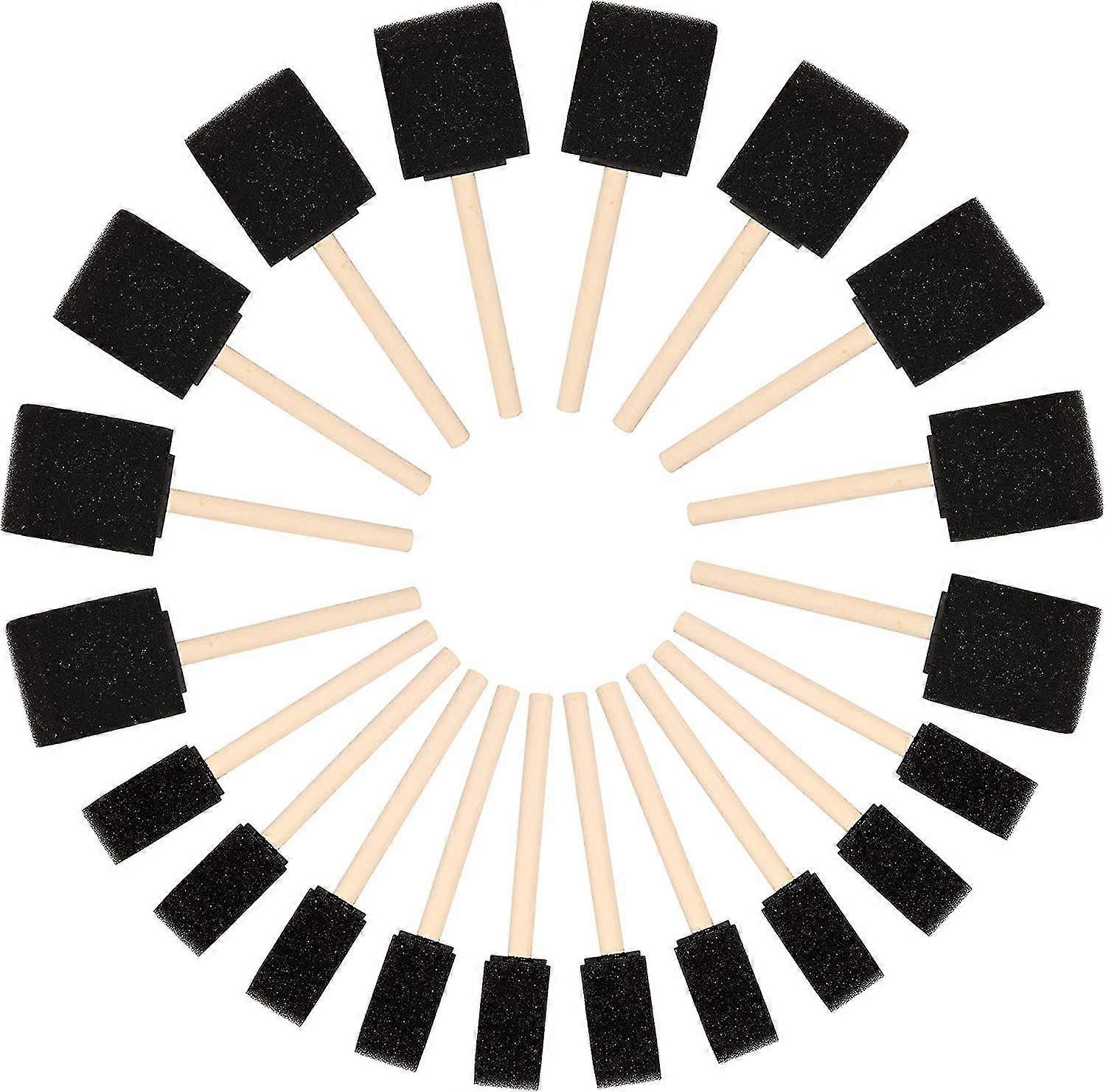 Foam Brush (pack Of 20) - Two Sizes - Sponge Brush With Wooden Handle - Paint Stamper Brush For Acrylic, Oil, Varnish