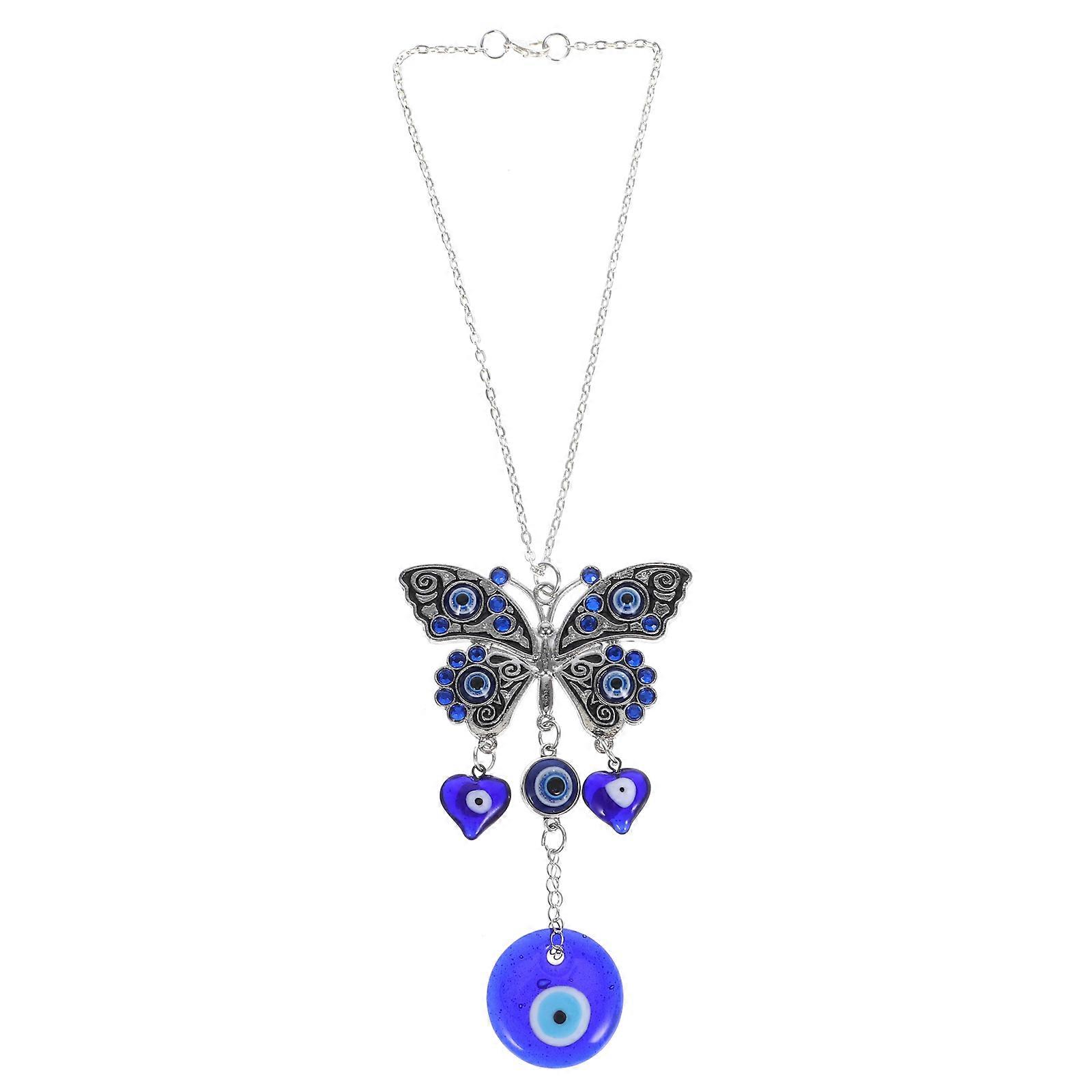 Evil Eye Car Hanging Decoration Handcrafted Rear View Mirror Accessory, Multi Purpose Ornament for Keychain or Phone, Stylish and Easy to Install