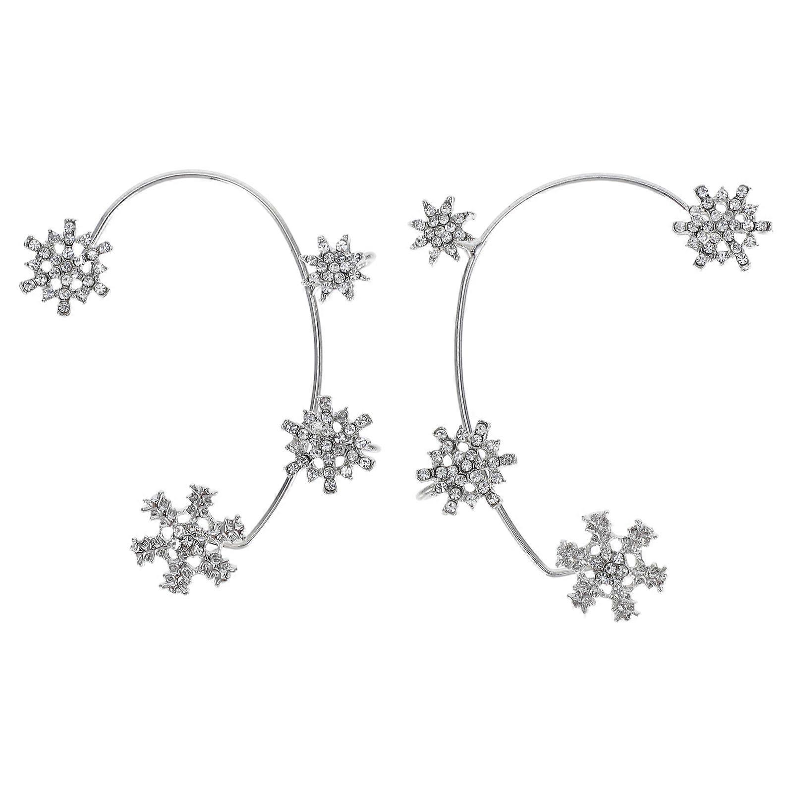 Snowflake Ear Clip Crystal Ear Bone Clip Cuffs Non Piercing 1Pair