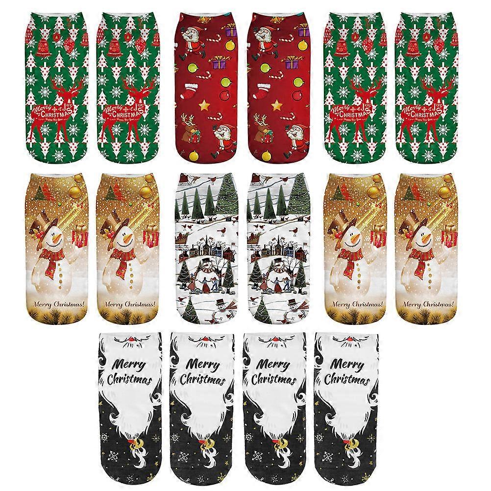 Christmas Party Socks Polyester Material Festive Atmosphere Creation Short Socks Shape Mixed Style 8 Pairs