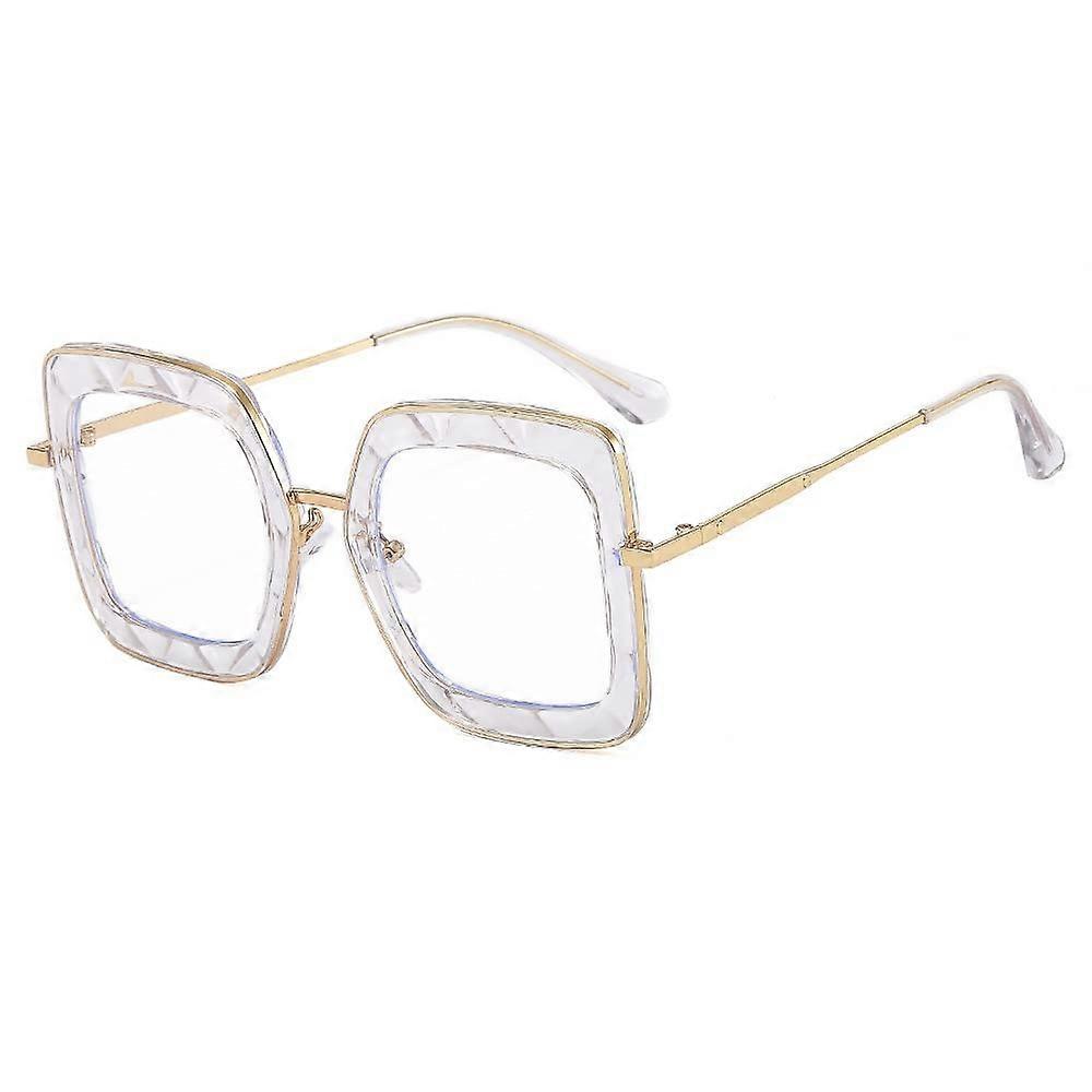 Oversized Square Reading Glasses for Computer Use, Heavy Duty Blue Light Blocking, Transparent +100 Size, Anti-Eye Fatigue