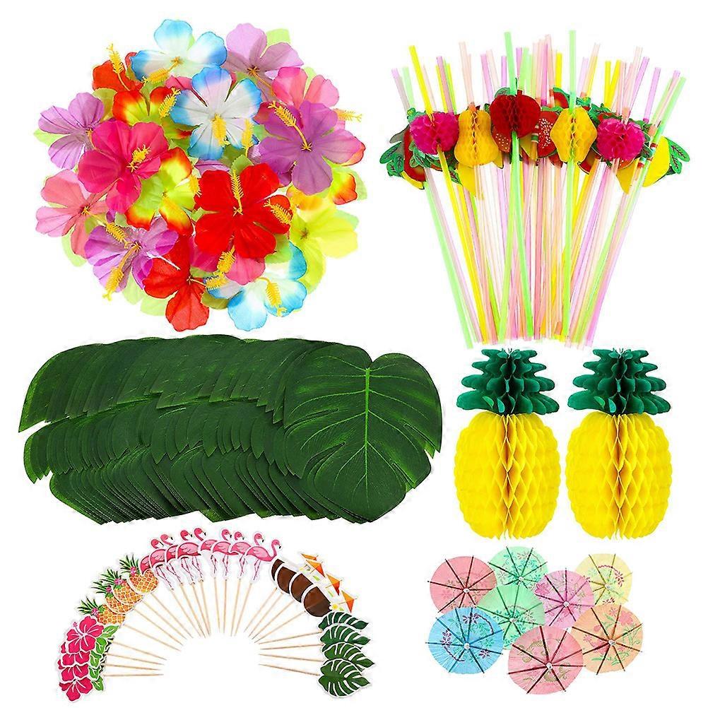 Hawaiian Tropical Party Decorations Set Hawaiian Style Luau Theme Decoration For Luau Party 188Pcs In 1Set