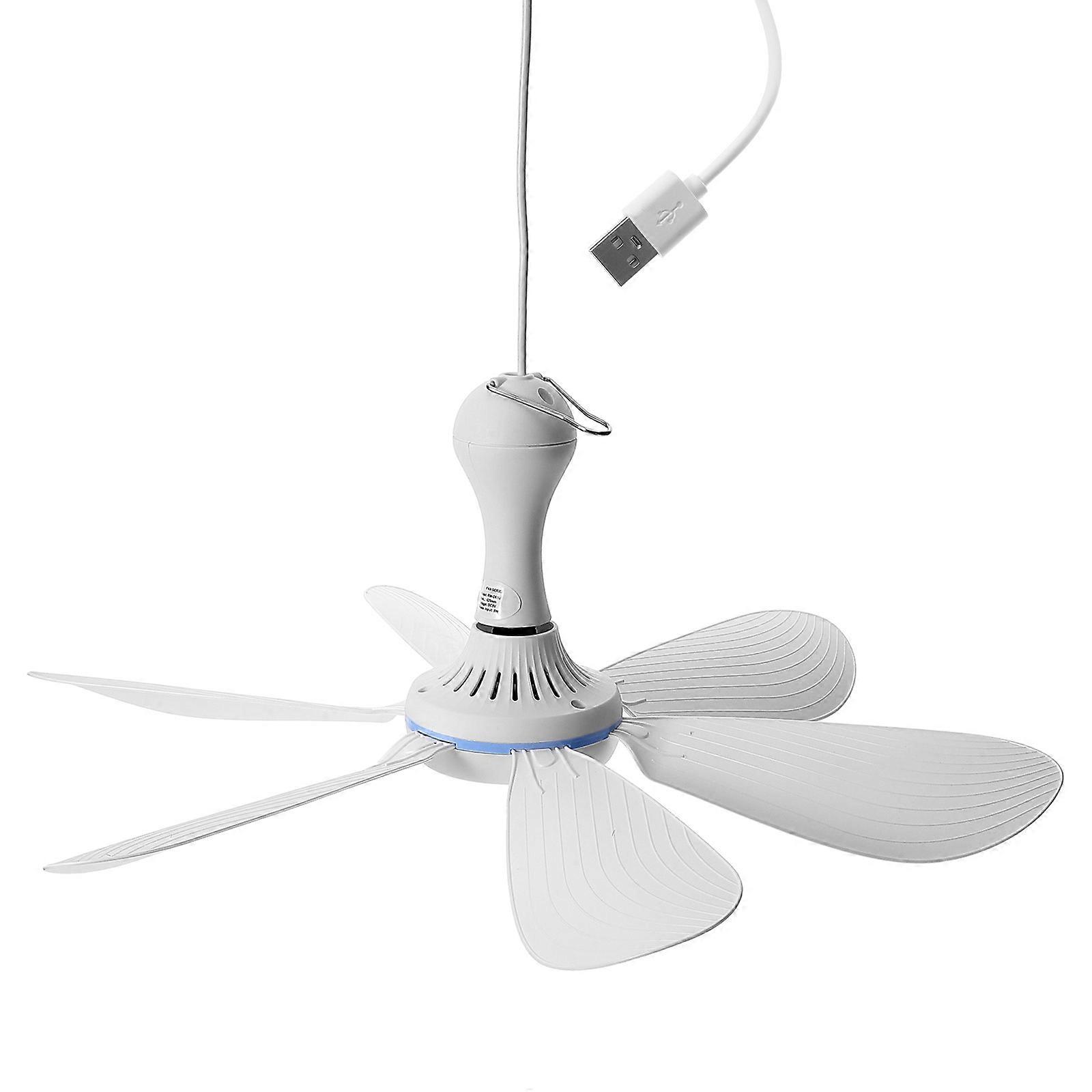 Portable USB Ceiling Fan for Cooling Plants Pets White Plastic Compact Lightweight Design 1 Set