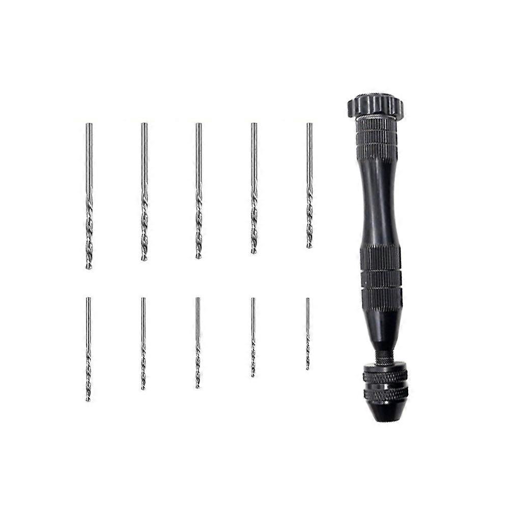 Hand Drill with Wire Gauge Bit for Woodworking Made of Aluminum Alloy Black 6mm Handle Collet Hold 0.6mm3.0mm Diameter