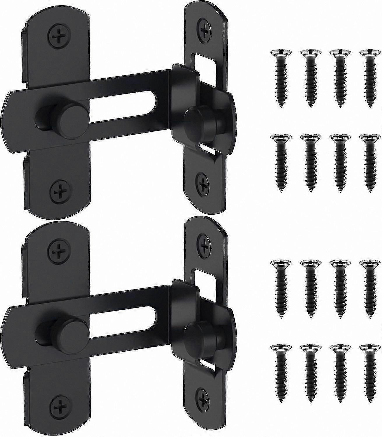 Stainless Steel Sliding Door Latch for Barn and Screen Doors, 90 Degree Angle Lock with Flip Hook and Eye Mechanism for Bi-Fold Doors