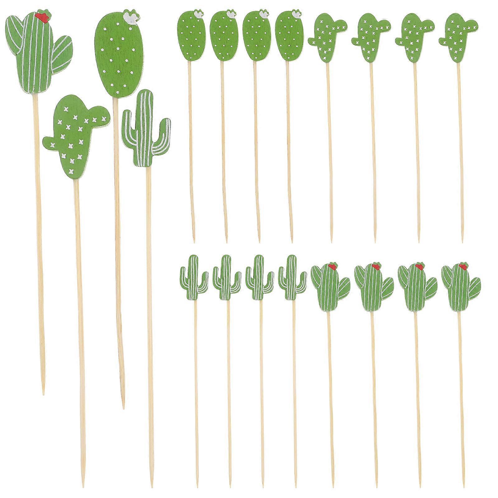 Cactus Shaped Picks for Decoration Green Color Convenient and Practical One Time Use 100pcs