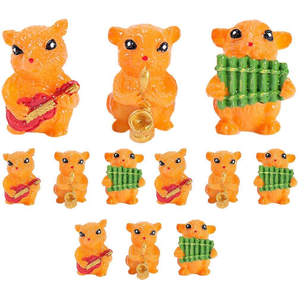 Mini Resin Figurines 12Pcs Hamster Shape Adorable Hamster Statues Indoor Display Colorful Design Ideal for Garden Lovers