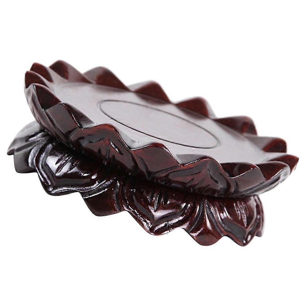 Lotus Shaped Wood Display Stand for Vase Bonsai Pedestal and Incense Burner Base