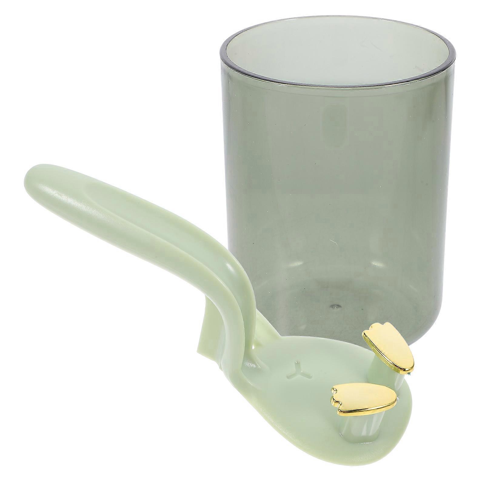 Wall Mounted Toothbrush Holder with Cup for Bathroom Use Space Saving Plastic Green 4.5 Inches