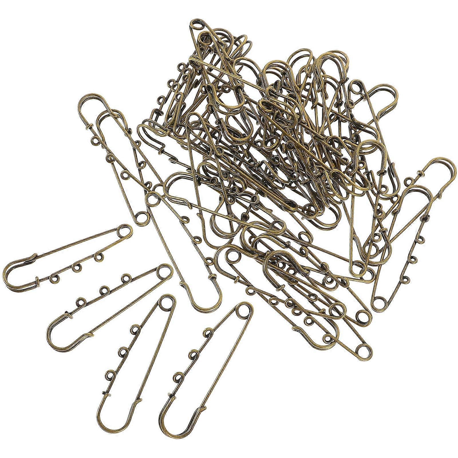 DIY Decorative Brooch pin with Loops for Beads and Dangles Reusable Alloy Coffee Color pin 50 Pieces