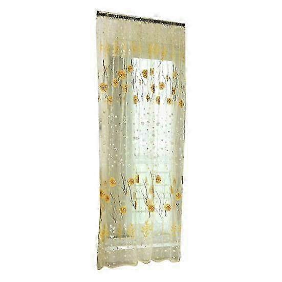 Elegant Floral Printed Voile Window Tulle Curtain - Soft Texture Sheer Drapes for Living Room, Bright-Colored and Versatile Design