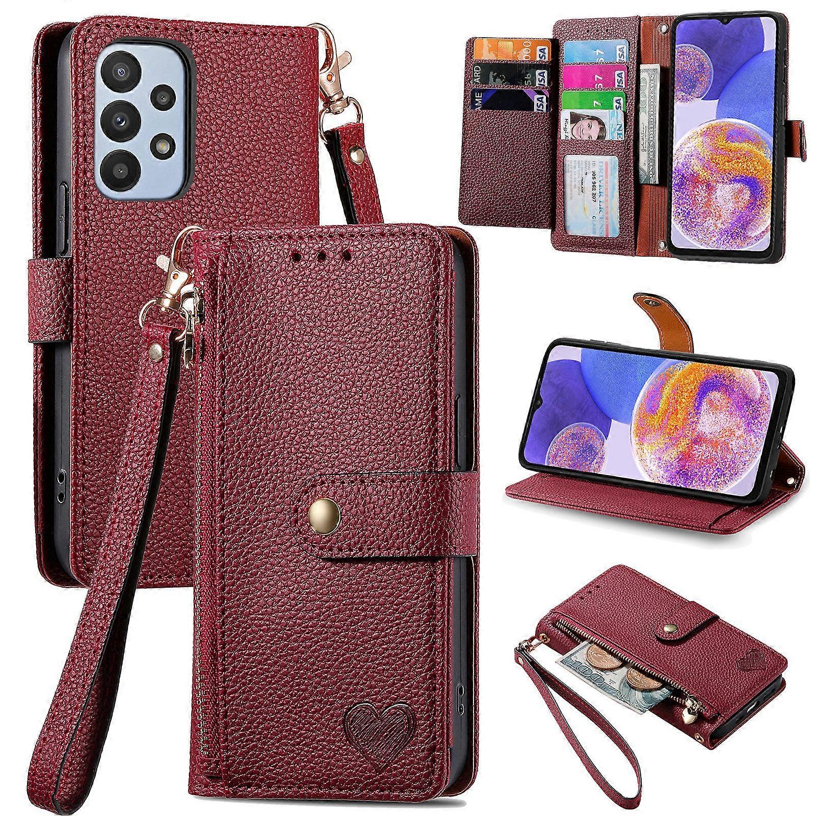 Case for Samsung Galaxy A23 4G/5G Premium Zipper Closure Leather Wallet Cover with 7 Card Slots and Wrist Lanyard Compatible with Samsung Galaxy A23 4