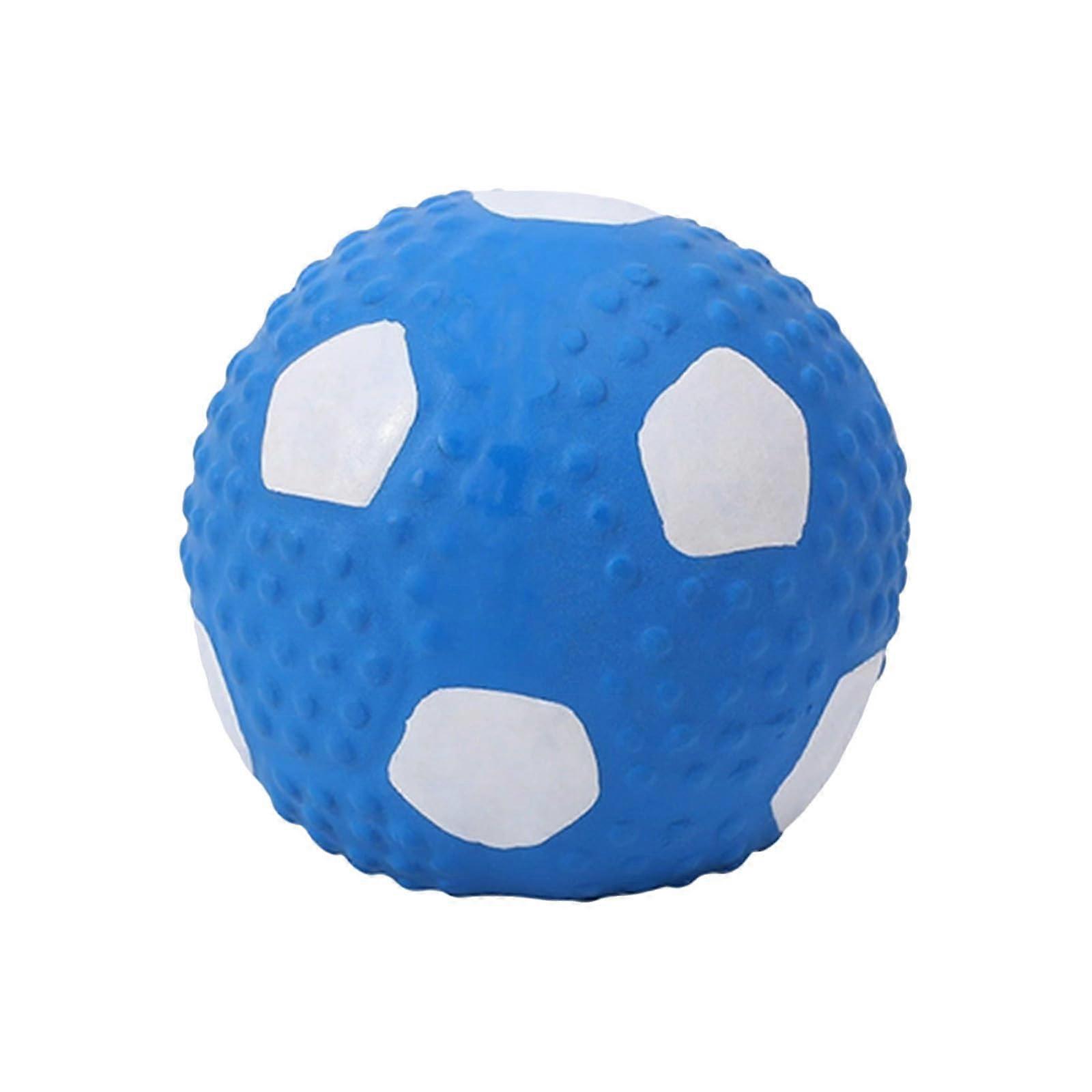 Latex Pet Toy With Sound For Dogs And Cats, Self-Inflating Soccer Toy, Chew And Puzzle Toy, Blue 9 Cm