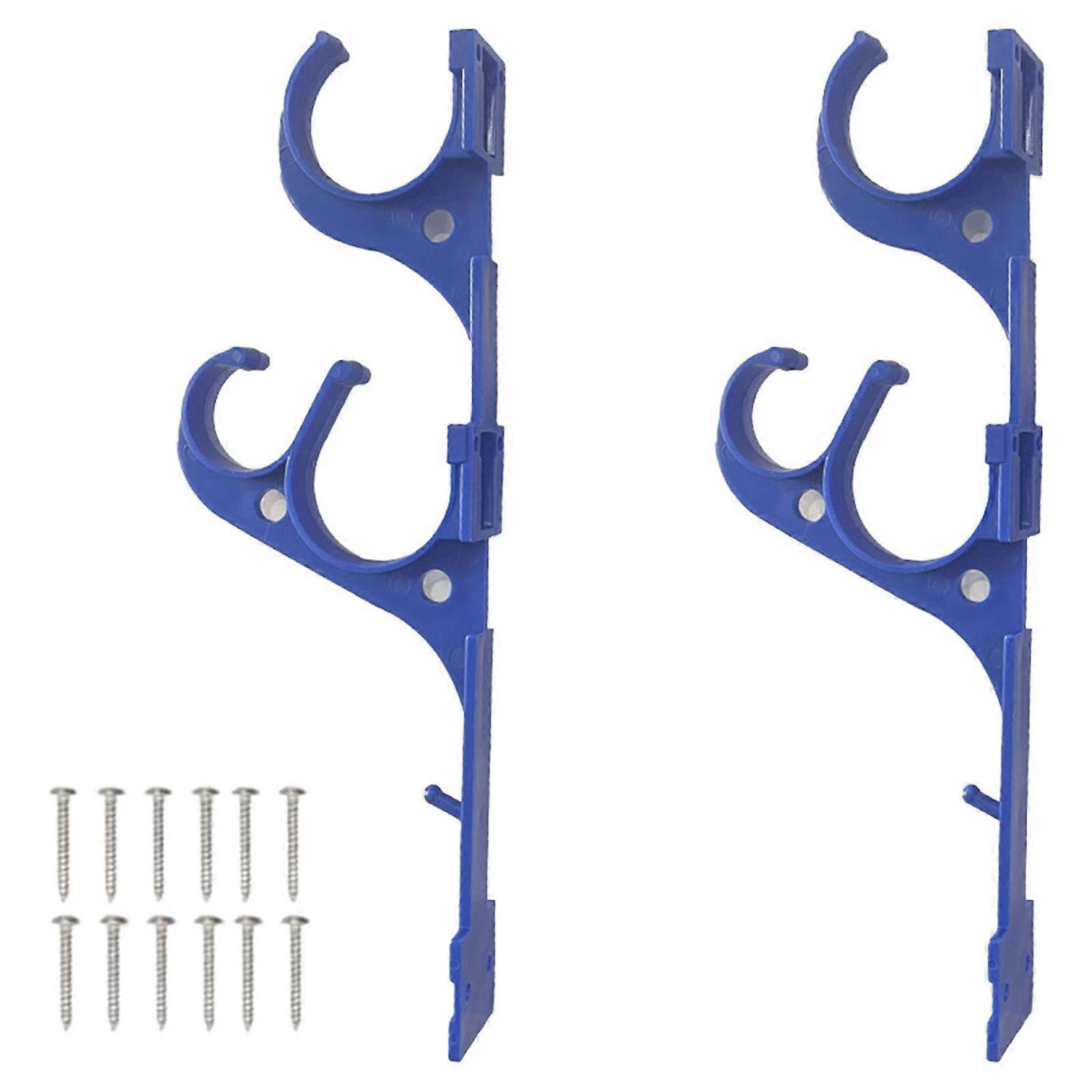 2Pcs Pool Pole Hooks Brush Holder Tool for Garden Leaf Skimmers Nets, Durable Adjustable Mounting Brackets