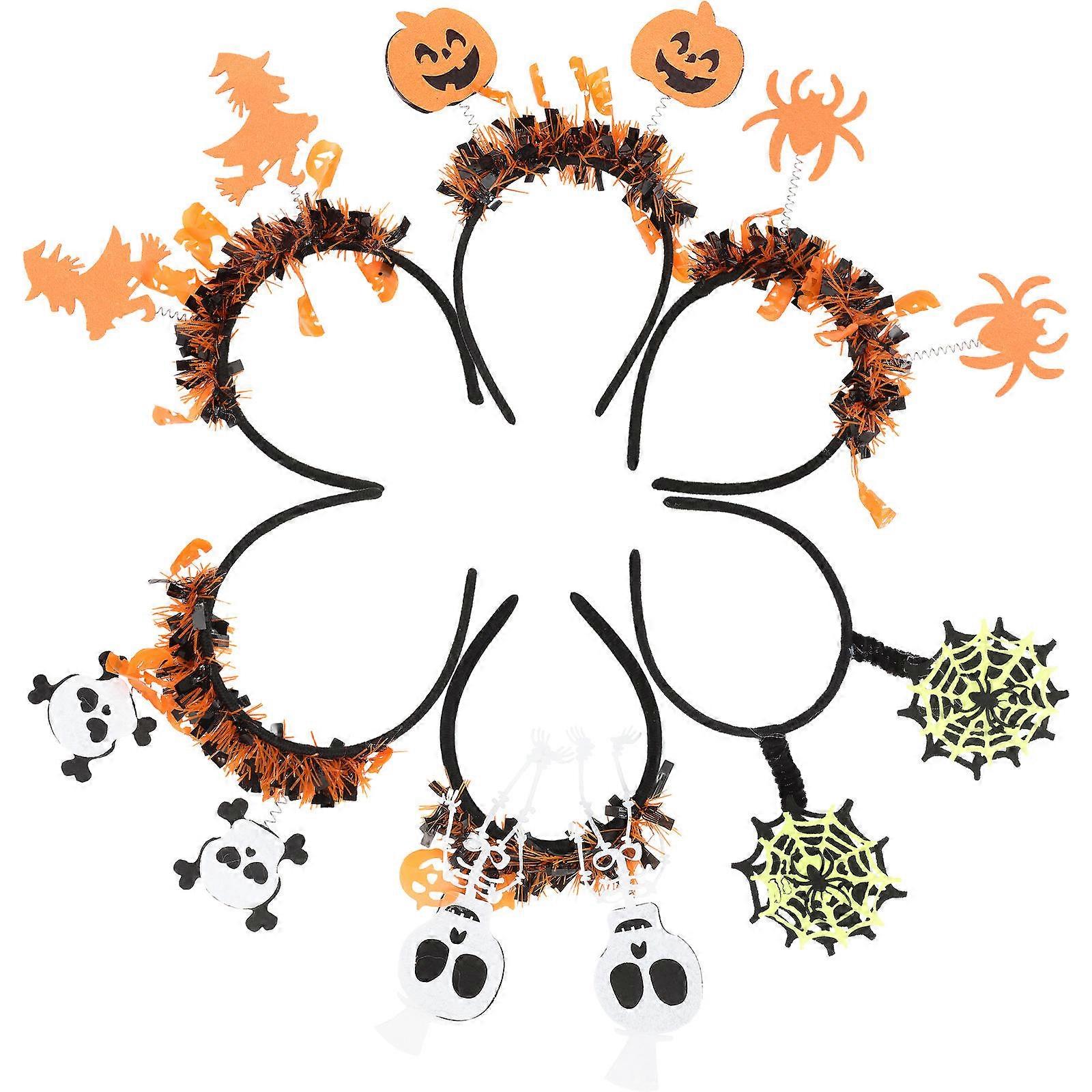 6pcs Halloween Headbands with Spider, Witch, Skull & Pumpkin Designs – Creative Hair Hoops for Women’s Costume Party Accessories