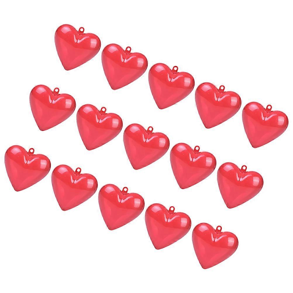 Heart Shaped Candy Boxes Clear Plastic Valentine Ornaments for Storage Use Red Transparent Design 15 Pieces
