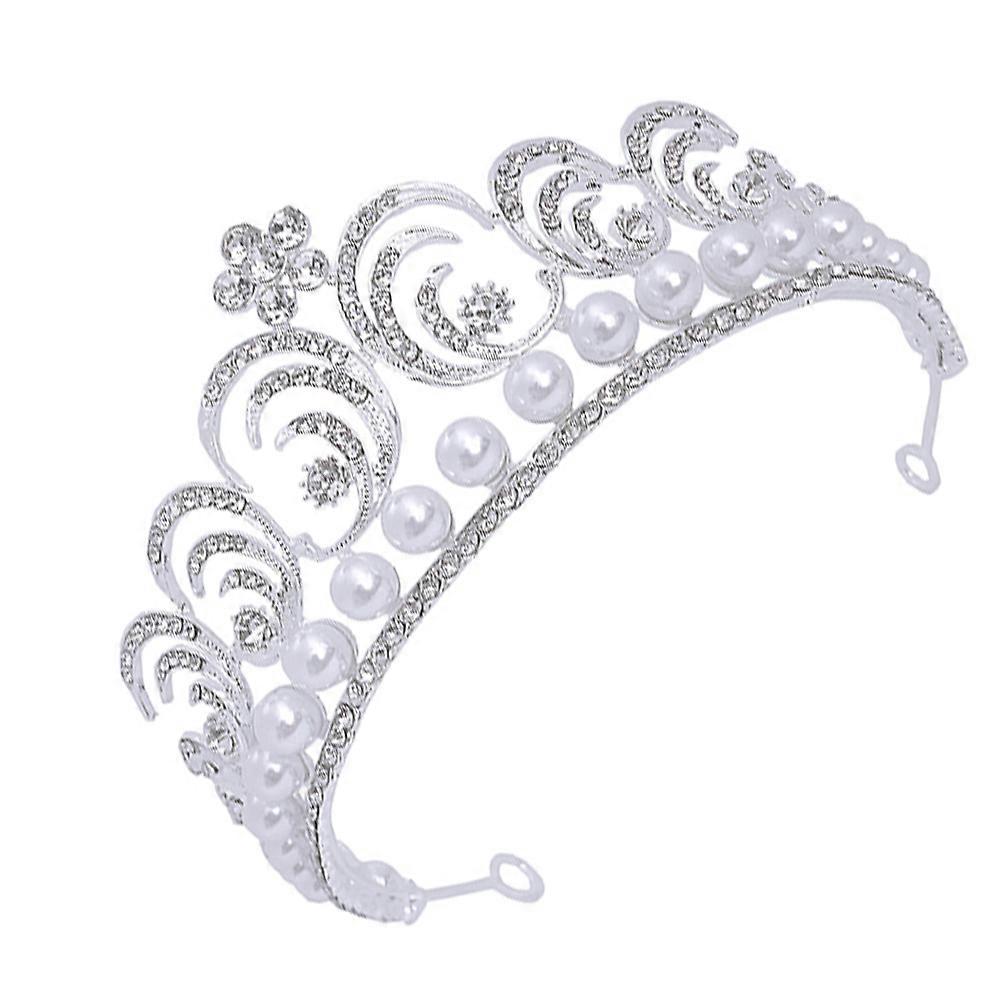 Baroque Style Bride Crown In Elegant Silver Color Designed For Special Occasions Like Weddings 1Pc