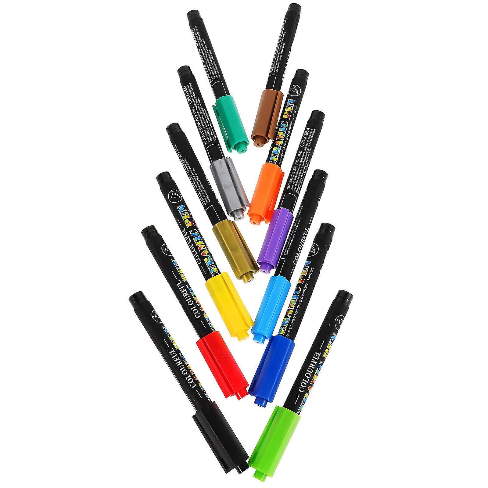 1 Set Soft Tip Ceramic Painting Markers Set For Creative Glass Porcelain Doodling 12 Vibrant Colors Marker Pens Smooth Writing Pens