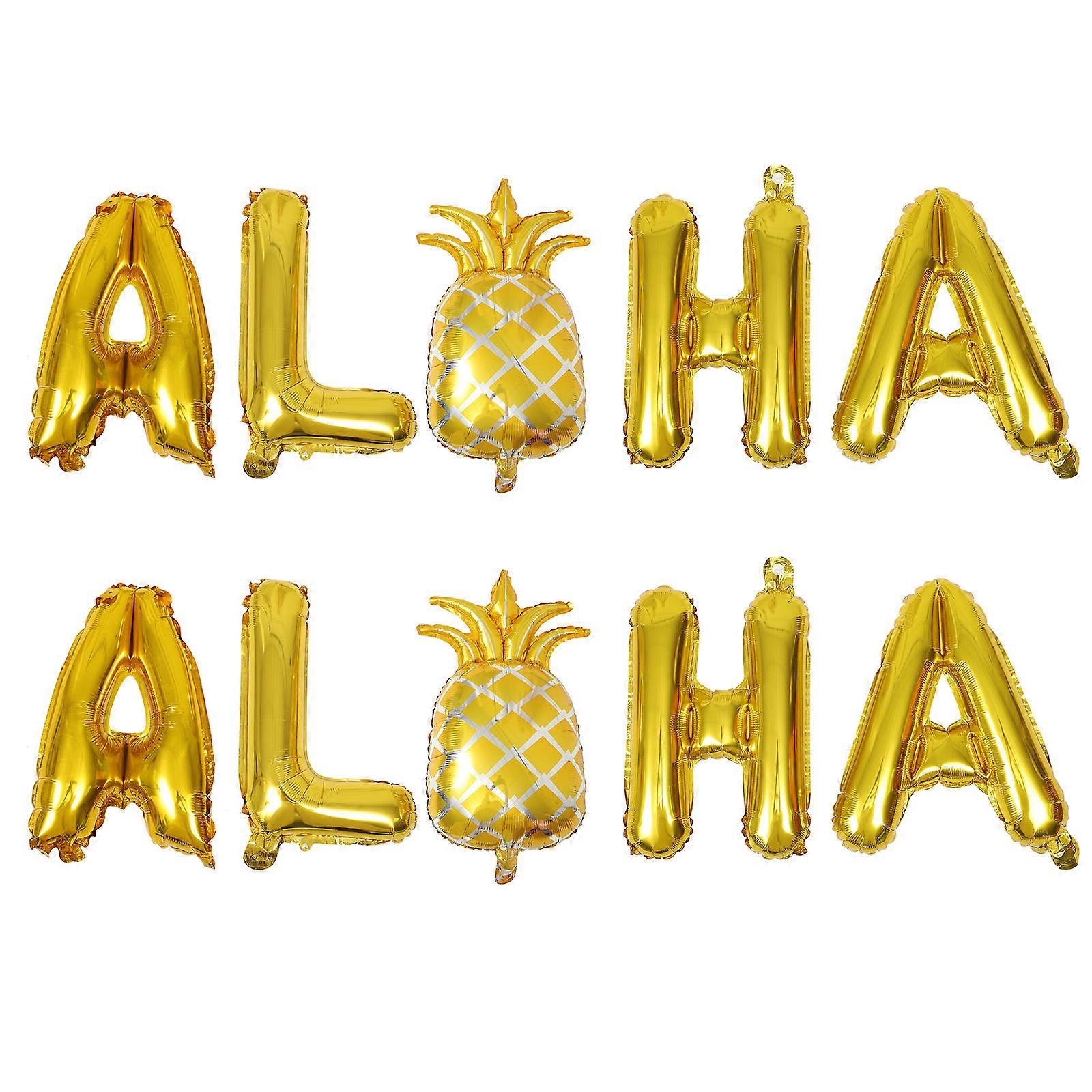 Hawaiian Party Supply Decoration 2 Sets Aloha Balloons Pineapple Shaped 40x30cm Assorted Color Great For Baby Shower