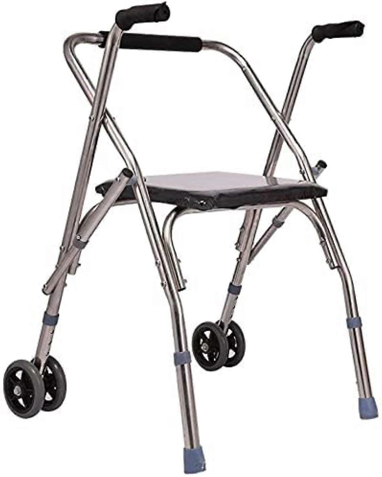 Rollator Walker Mobility Aid For Adults And Seniors With Foam Cushion Stainless Steel Wheels Height-Adjustable Armrests