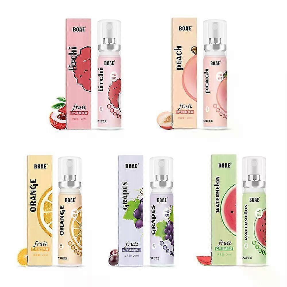 オーラルフレッシュスプレー20ml口の清涼剤5香りの新鮮な息の口フルーツライチピーチグレープフレーバー永続的なポータブルオーラルケア