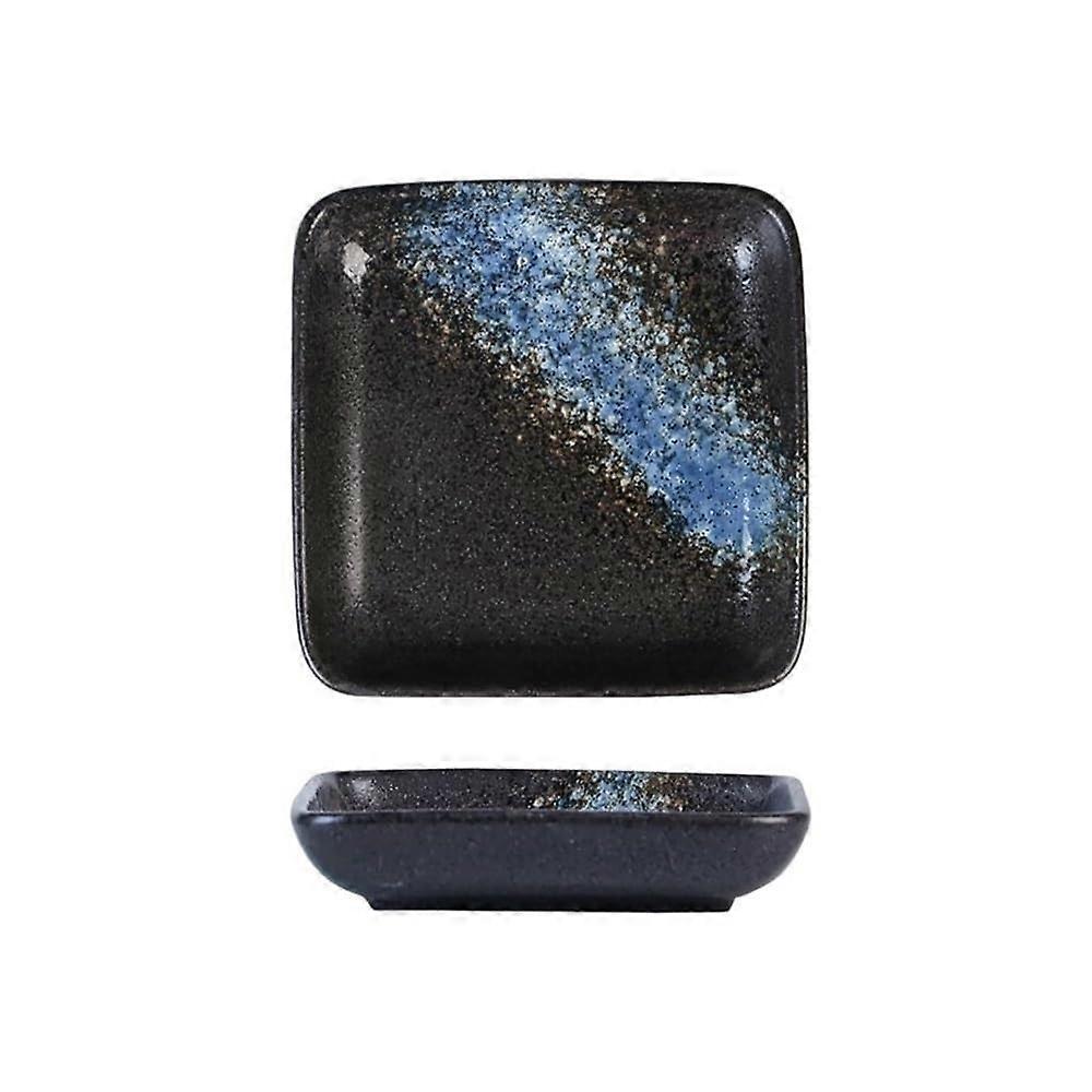 Ceramic Sauce Dish with Separate Compartments, Square Sushi Plate for Dipping and Appetizers
