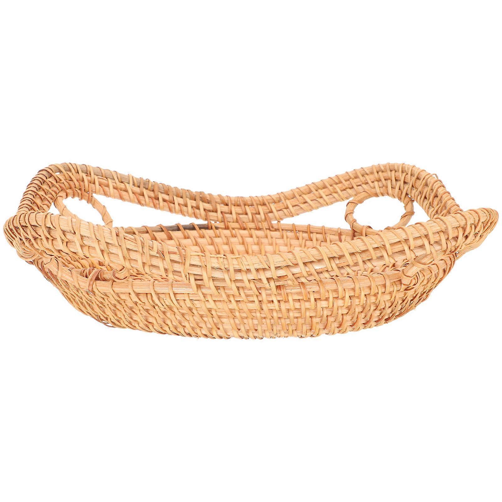 Chocolate Rattan Woven Basket for Home Storage and Display Multifunctional Kitchen Tray