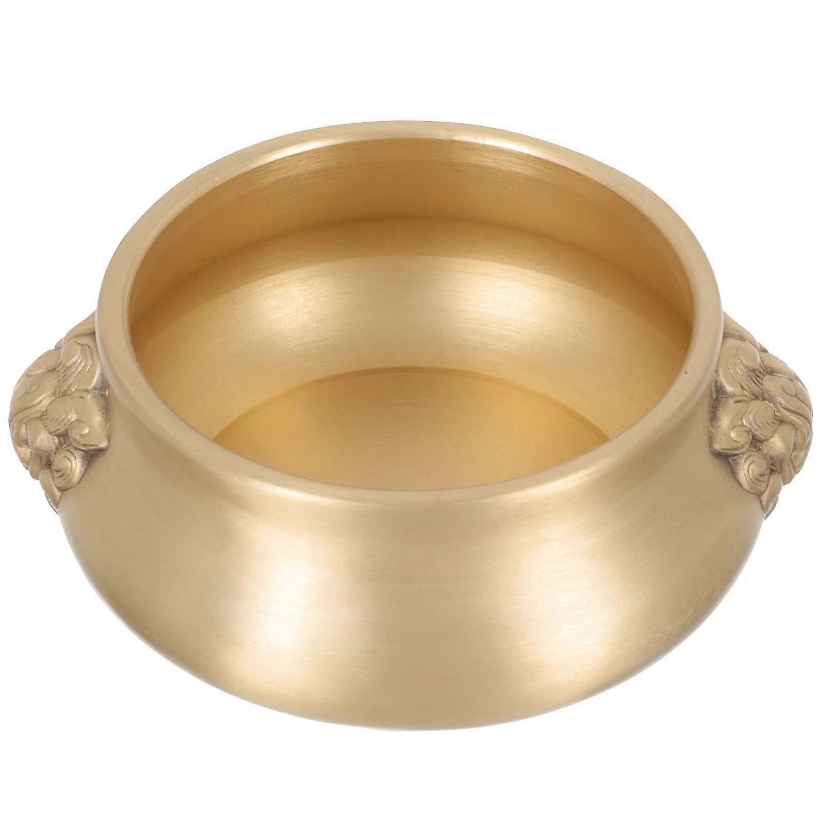 Brass Treasure Bowl Ornament Retro Cornucopia Decorative Home Office Stable Base Multi Functional Wealth Luck Censer Premium Desktop Adornment