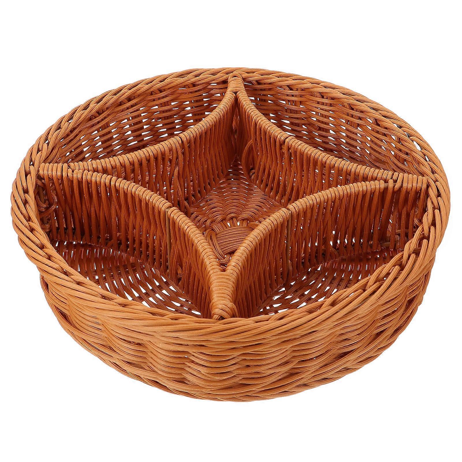 Woven Storage Basket For Home Use Rectangular Design Lightweight Brown Fruit Container 1Pcs
