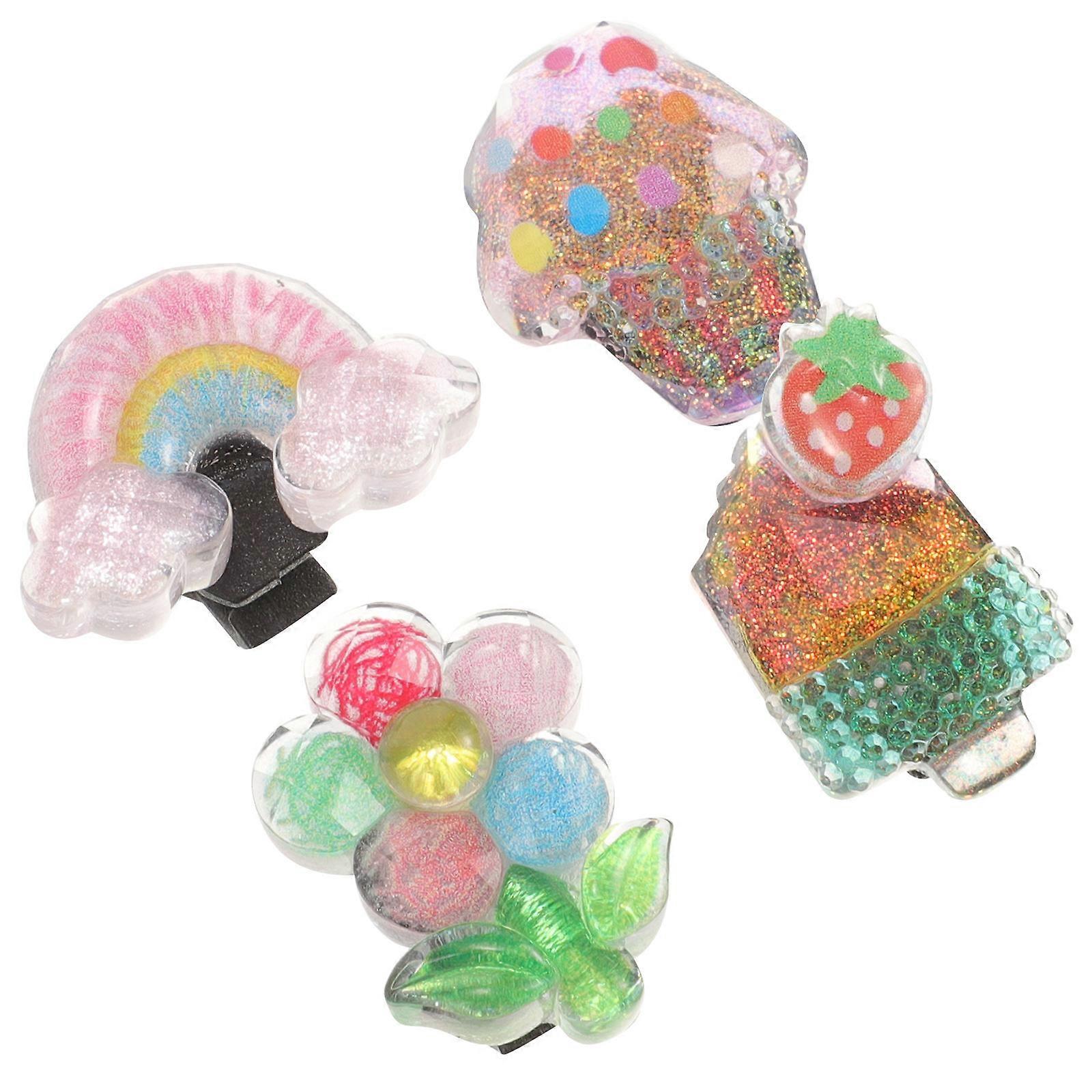 4pcs Detachable Shoe Charms Bling Ice Cream Rainbow Buckles Fun Accessories for Personalizing Shoes on All Occasions