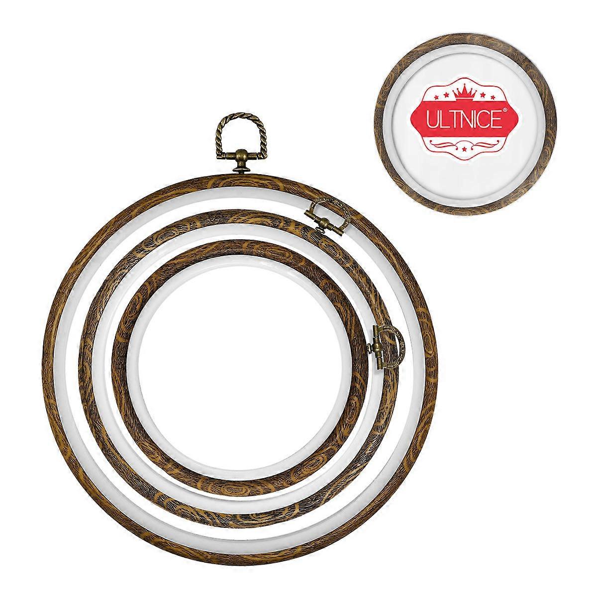 Embroidery Hoops 3Pcs Art Craft Tools Circle Light Brown Classic Design Ideal For Needle Arts And Display Frame