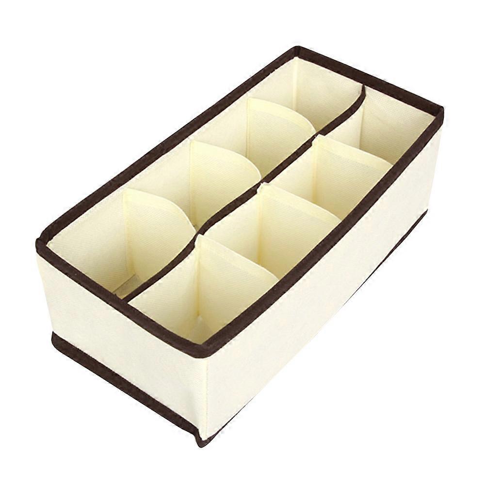 Beige Non Woven Fabric Underwear Storage Case with 8 Compartments for Organizing Socks and Bras Efficiently Use in Drawers