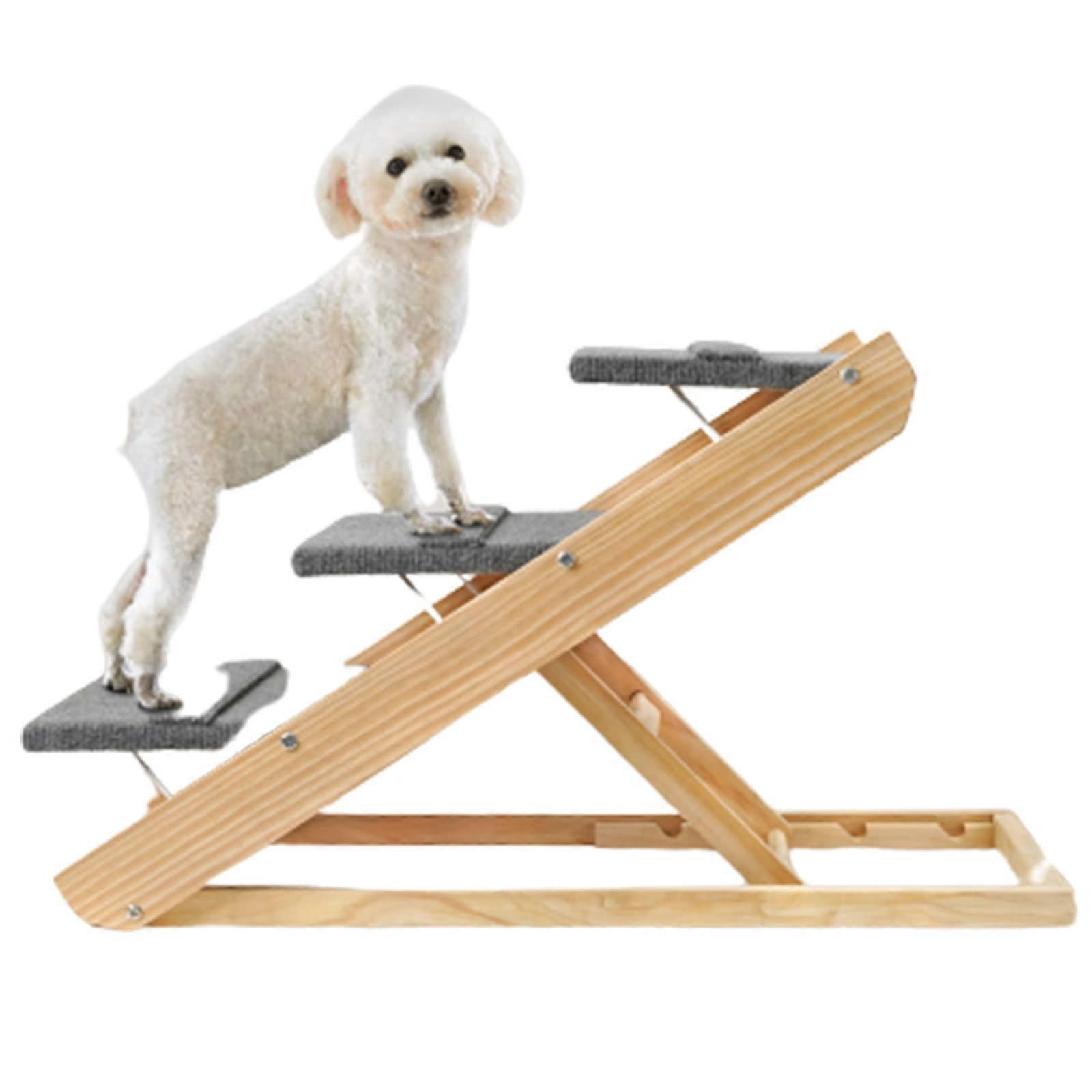 Adjustable Pet Climbing Ladder, 3/4Layer Wooden Ramp Dog Stairs, Suitable for Bunk Bed or Sofa, Dog/Cat Ladder, Durable (75 x 43 x 7.5 cm)