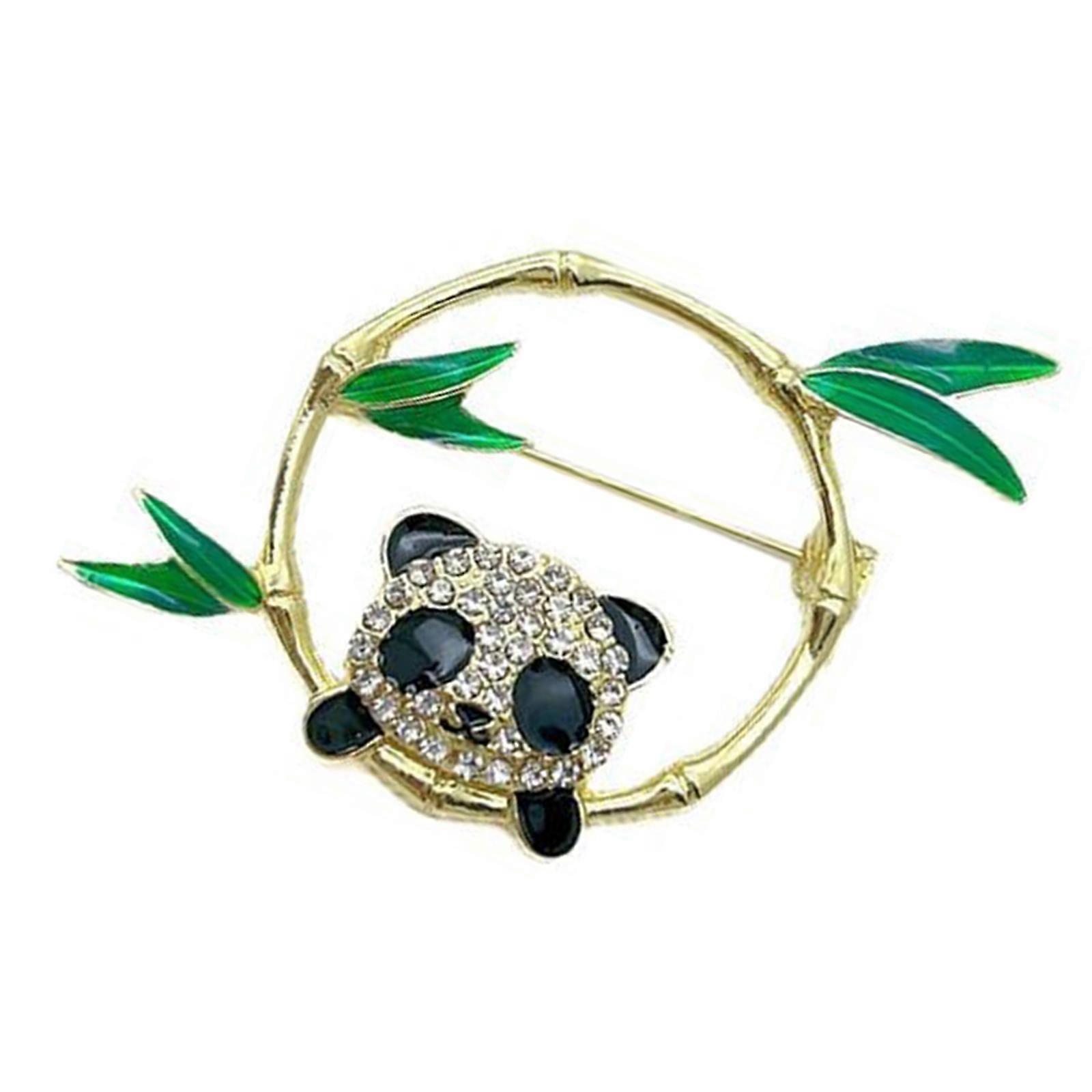Sturdy Alloy Panda Bamboo Brooch Portable Accessory Decoration Convenient for Adding Unique Charm to Any Stylish Outfit Multicolor