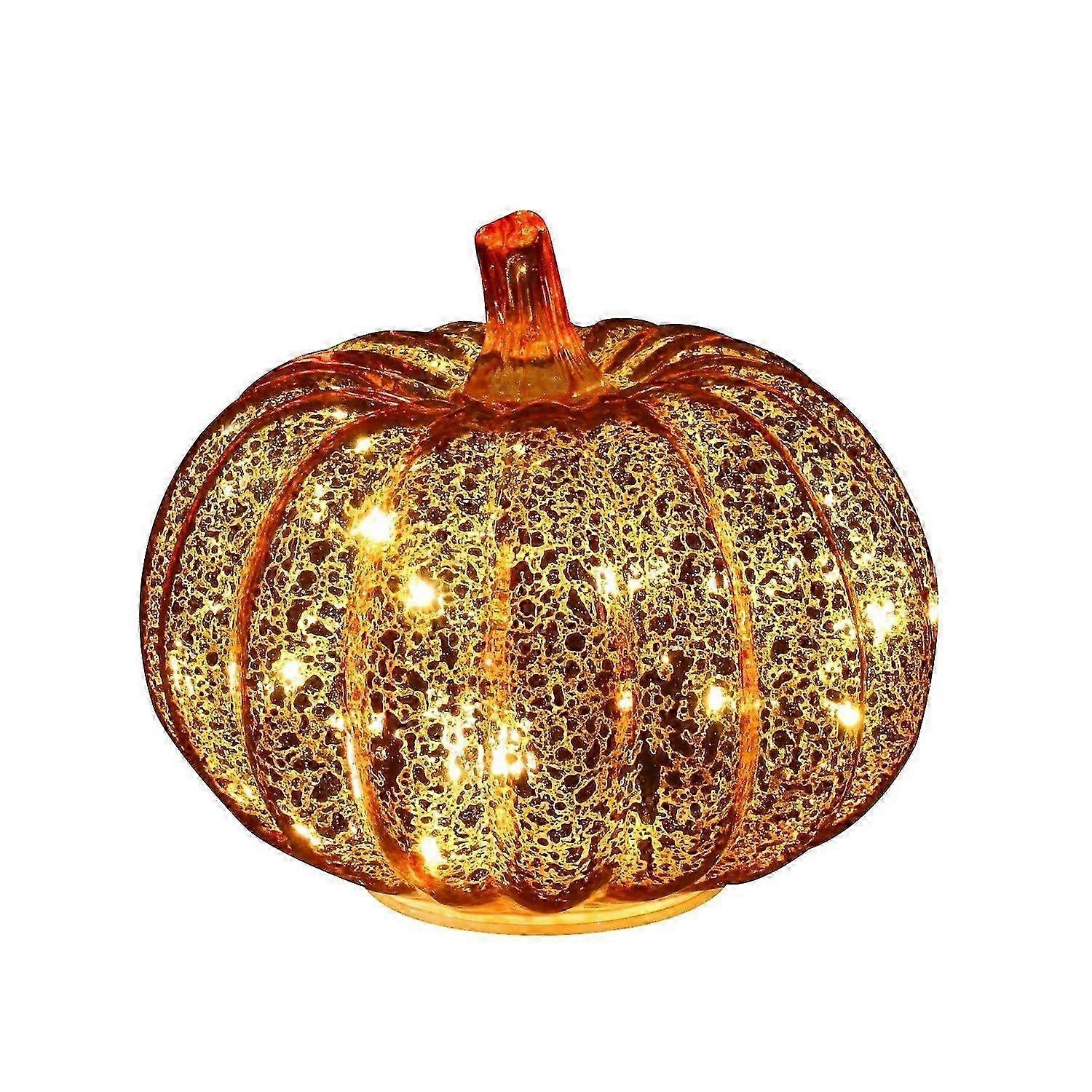 Twinkle LED Light Pumpkins, Timer Lighted Sparkling Starry Night Glass Pumpkins
