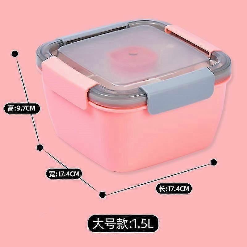 Salad Lunch Container To Go, 52-oz Salad Bowls with 3 Compartments, Salad Dressings Container for Salad Toppings, Snacks, Men, Women (Pink+Pink)