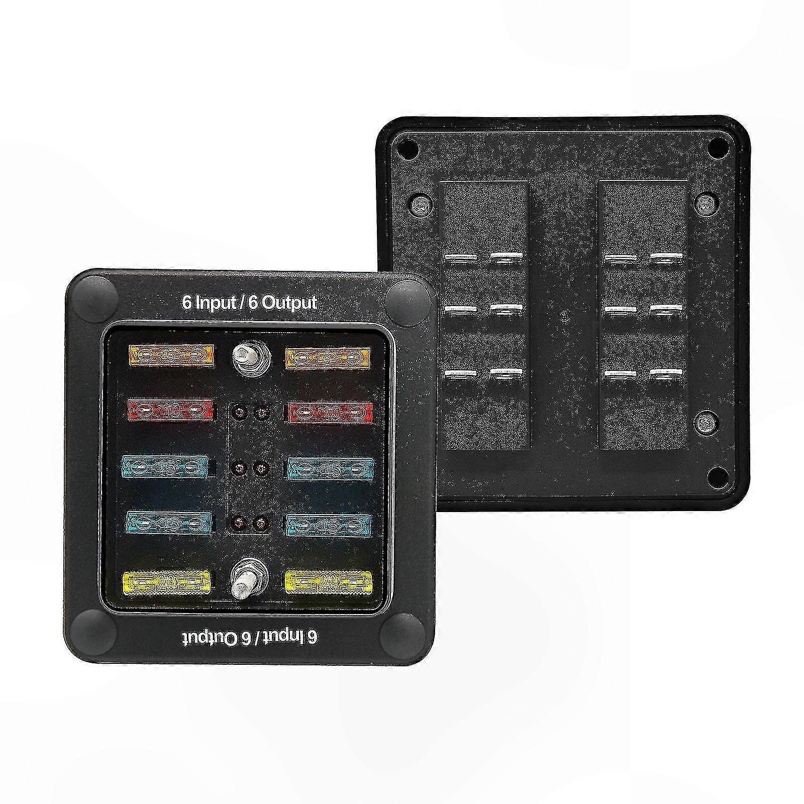 Dual Row 6-Slot Fuse Block with Single Input Output ATO ATC Shared Waterproof Design