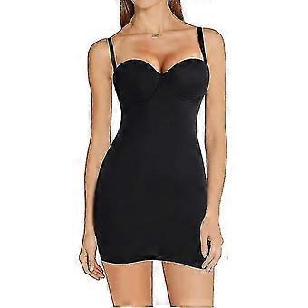 Women's Dress Full Slip Shapewear Bodysuit Lingerie Body Shaper With Built-in Bra Tops Smooth Back-Good