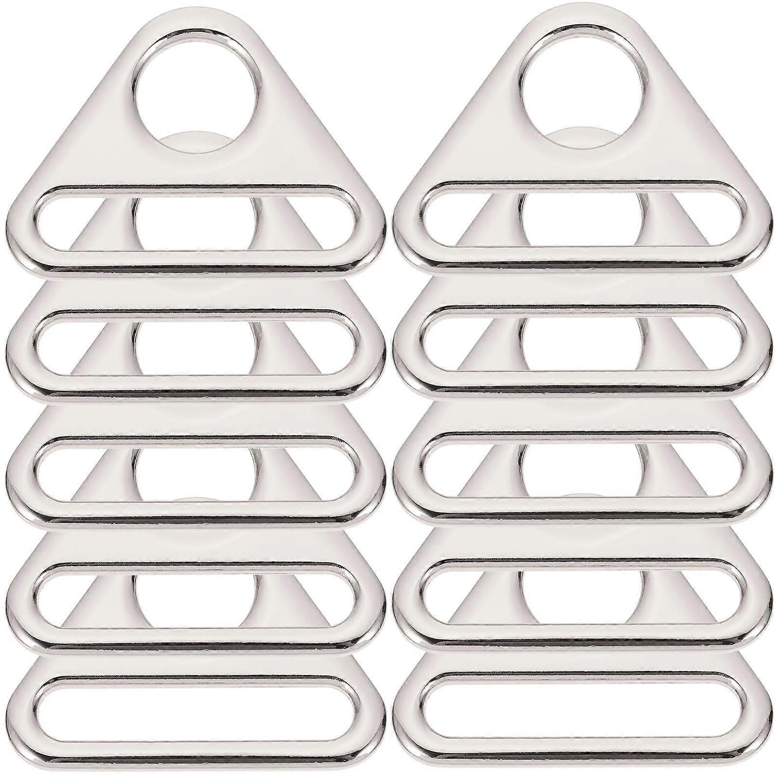 Metal Buckles Triangle Shaped Buckles for Craft Projects Silver Durable Reusable 10Pcs